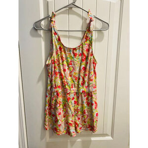 Crown & Ivy Girls Floral Sleeveless Jumpsuit Romper Size 14 Multicolor